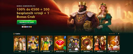 Casinia Casino – Registriraj se sada i osvoji do €500 bonusa dobrodoslice! Bonus dobrodoslice u Casinia Casinu – 100% do €500 + 200 besplatnih vrtnji + 1 Bonus Crab.
