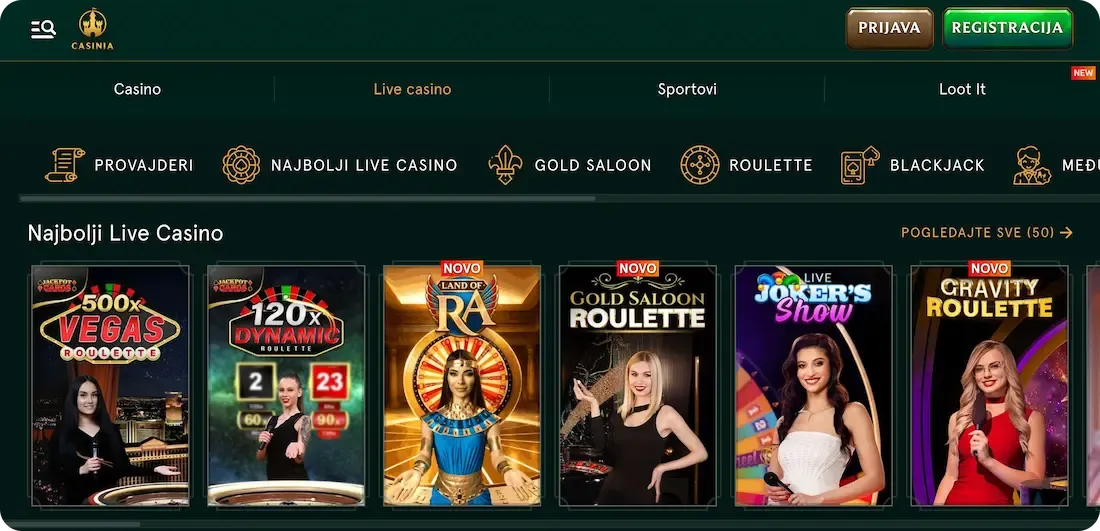 casinia casino igre uživo